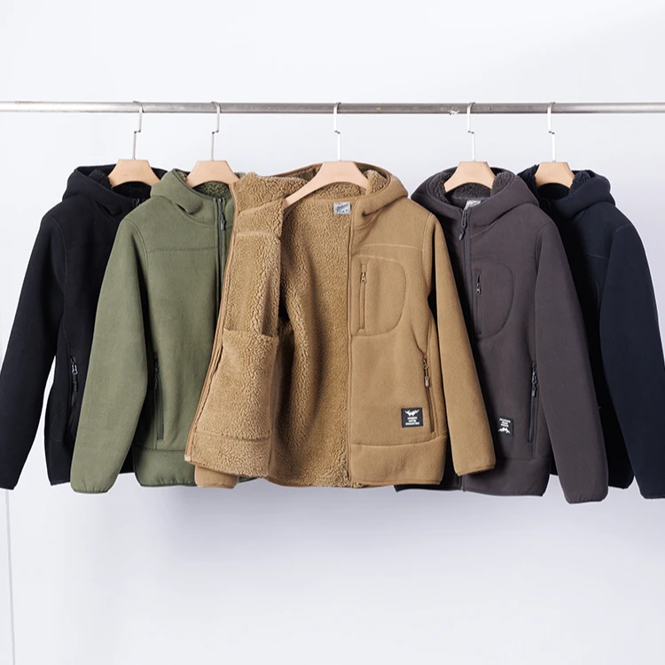 【加绒加厚】冬季重磅摇粒绒男士连帽休闲潮流百搭保暖外套066-封