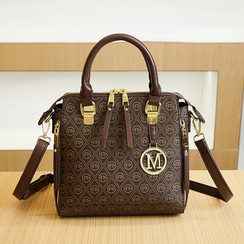 印花包包女2025新款高级复古斜挎女包洋气单肩包大容量通勤大包包