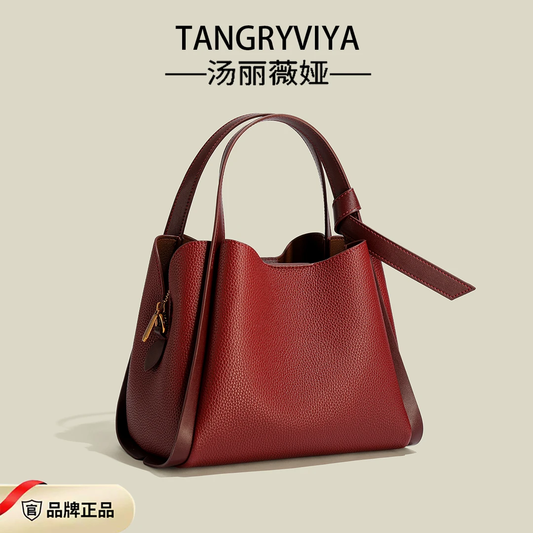 时尚轻奢潮流车厘子红色手提托特包2025新款高级感斜挎包