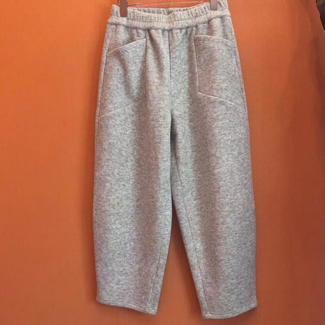 冬季新款时尚休闲百搭显瘦韩版双松紧高腰加绒女裤143