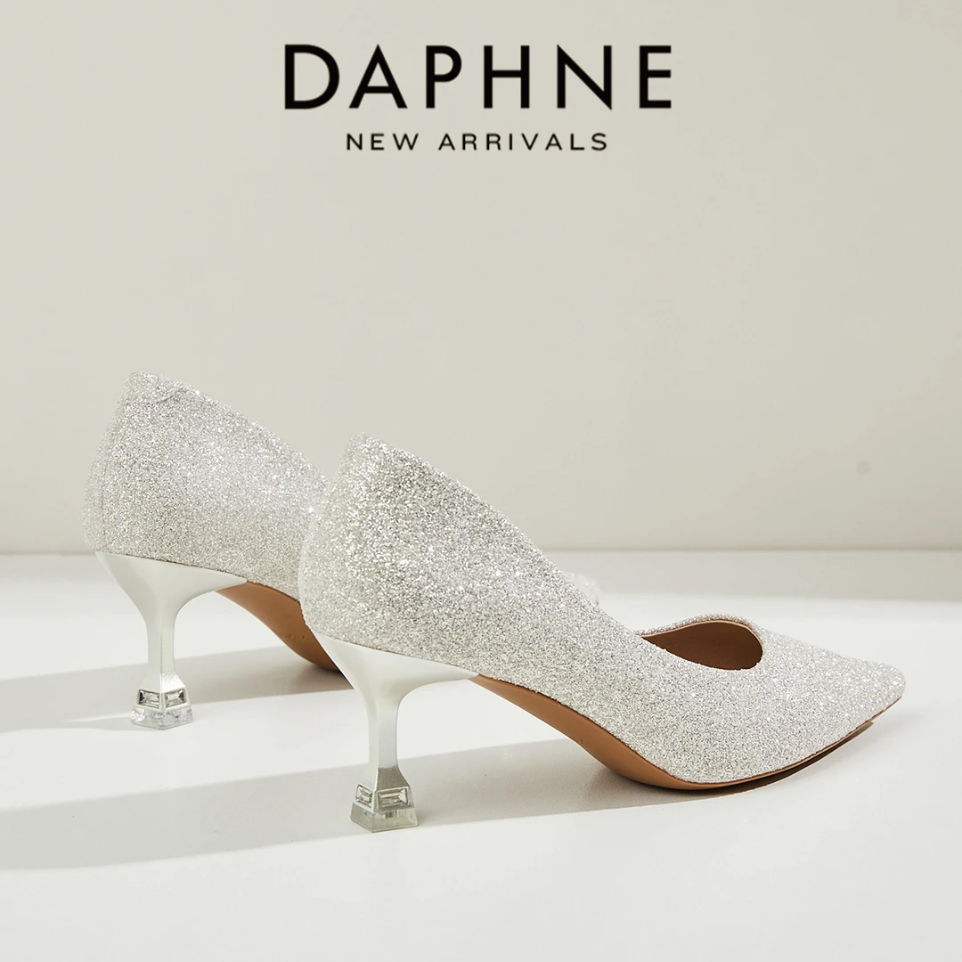 达芙妮婚鞋新娘鞋银色高跟鞋女平时可穿2025年新款结婚婚礼妈妈鞋