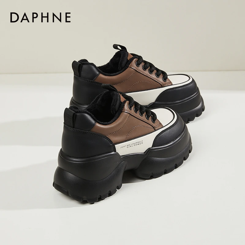 达芙妮内增高老爹鞋女2025年新款冬款松糕厚底休闲鞋加绒保暖棉鞋