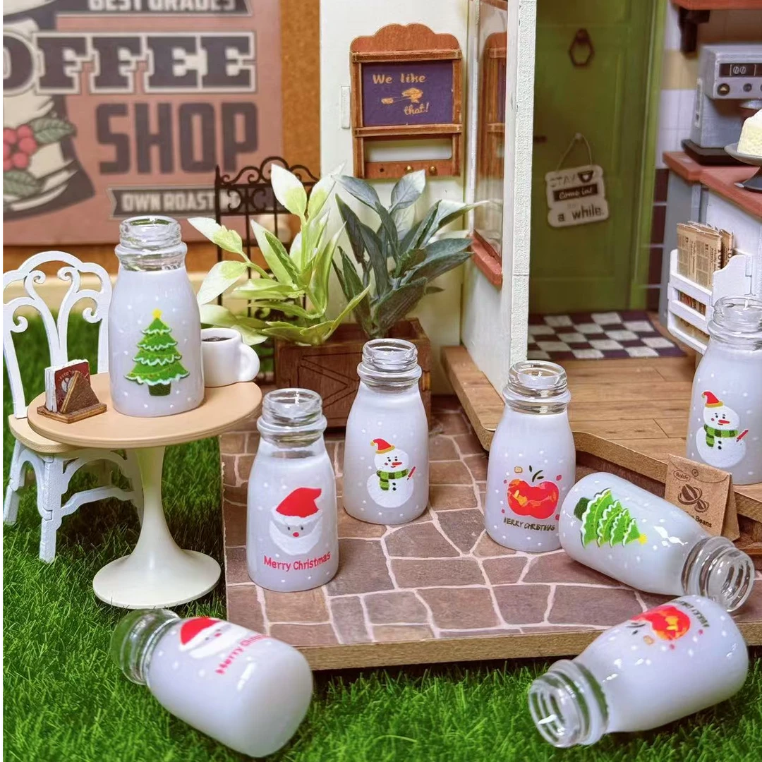 【开芯定制款】圣诞牛奶瓶 高品树脂仿真食玩 树脂DIY奶油胶配件