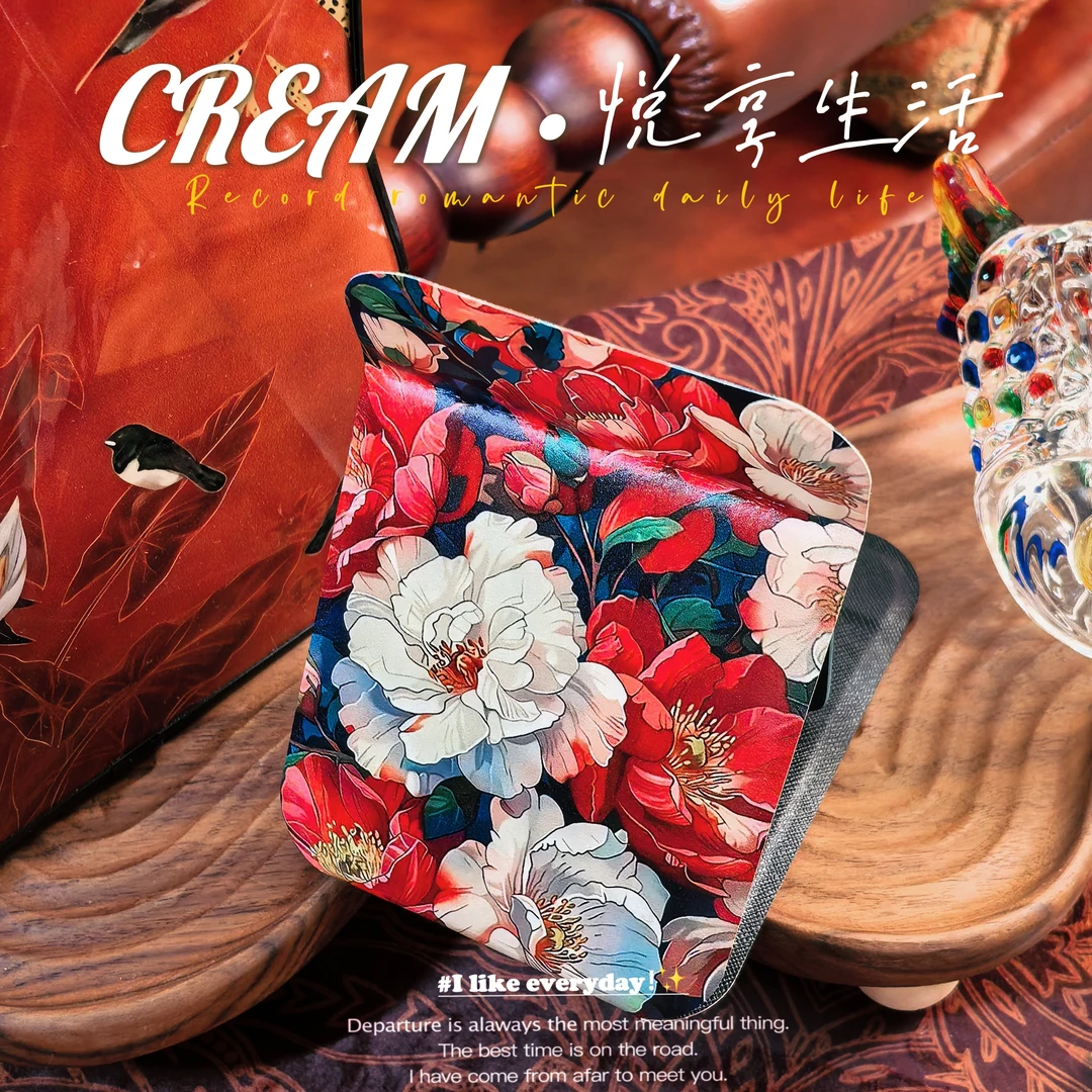 随身化妆镜 台式桌面折叠镜子国风补妆镜宿舍学生家用双面印图