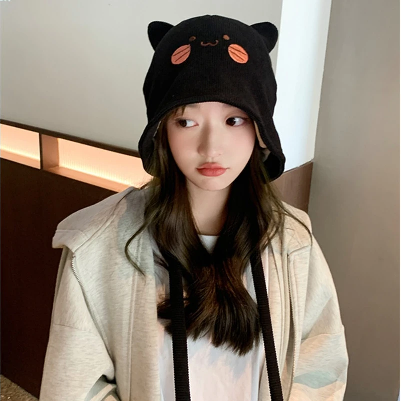 新款月子帽帽子女秋冬针织毛线帽网红堆堆帽保暖孕妇11-12月份