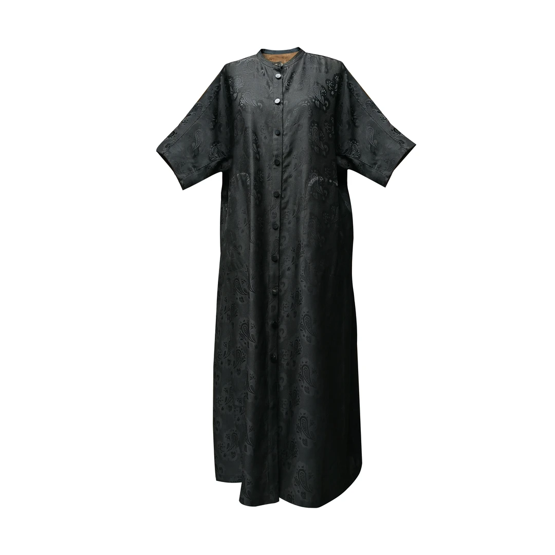 【墨行川】香云纱花萝黑色腰果花外皮女装休闲宽松女士风衣ZX019