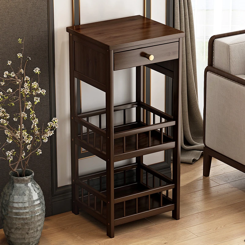 客厅茶几多功能沙发边柜家用现代简约轻奢落地式角几茶具柜带抽屉