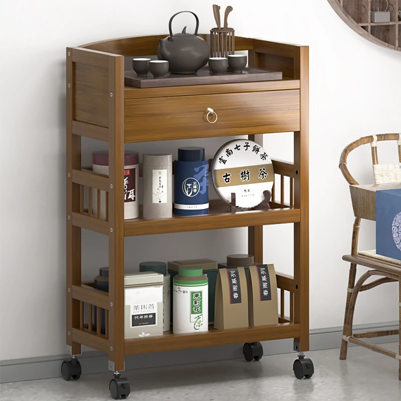 音书茶水架可移动置物储物柜边柜麻将桌茶几边角桌侧柜茶台收纳柜