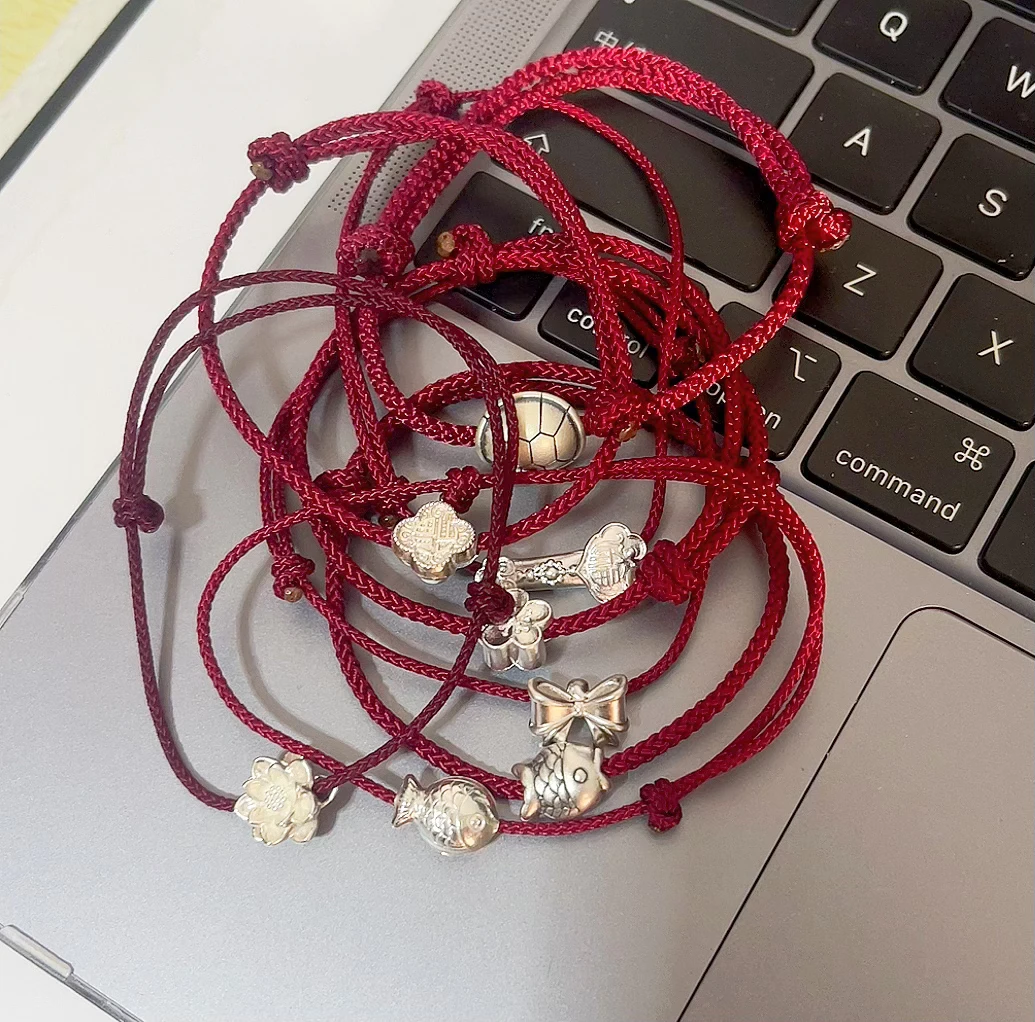 足银手链 「粉丝专属」如意莲花小鱼如鱼得水多款手绳百搭小红绳