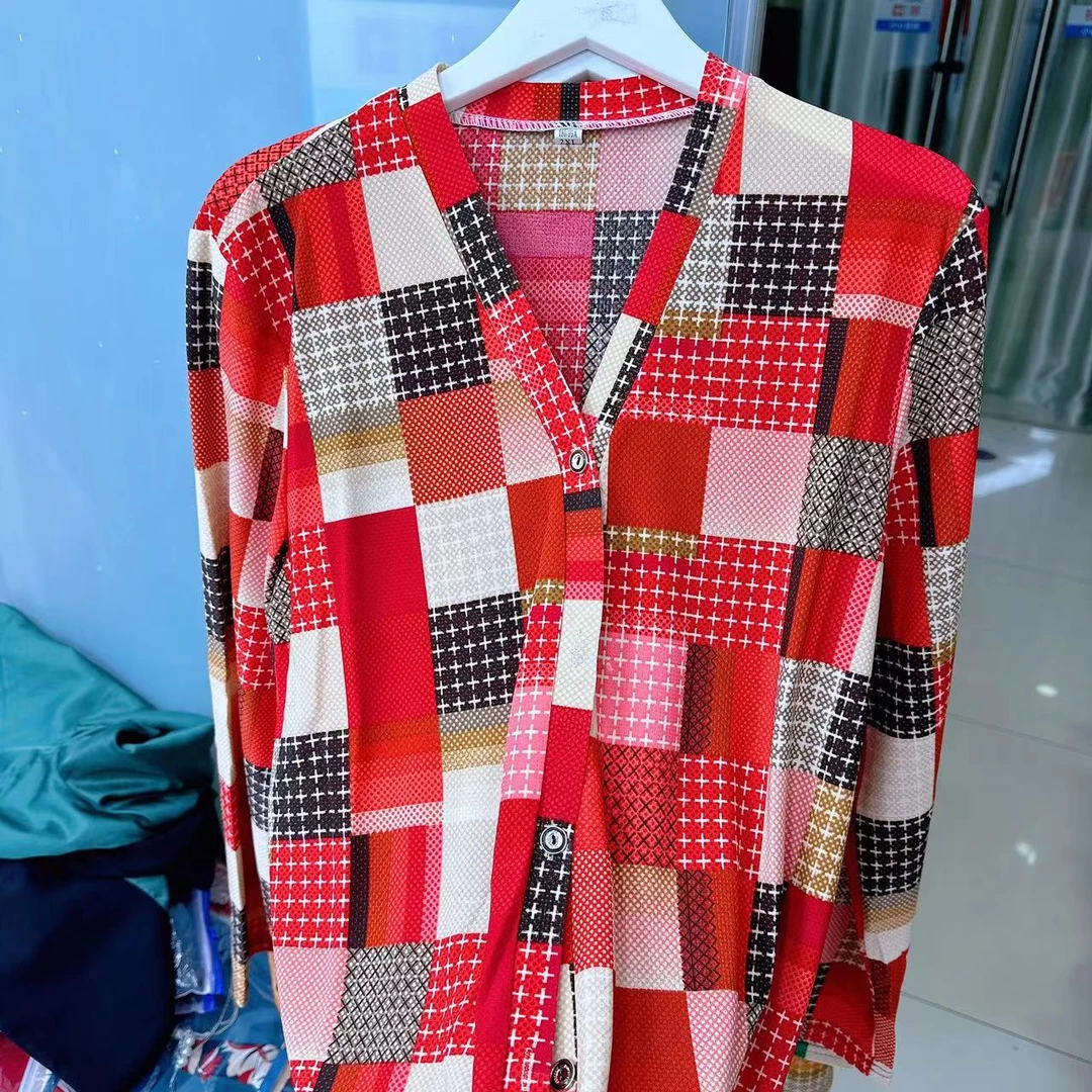 衬衫上衣时尚户外百搭红色格子保暖春秋长袖网红针织女士6801格纹