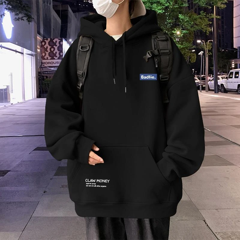 重磅秋冬大码连帽卫衣男ins宽松学生潮流百搭外套加绒加厚上衣男