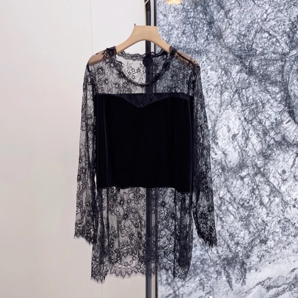 HXG611大码蕾丝打底衫大码女装加肥加大