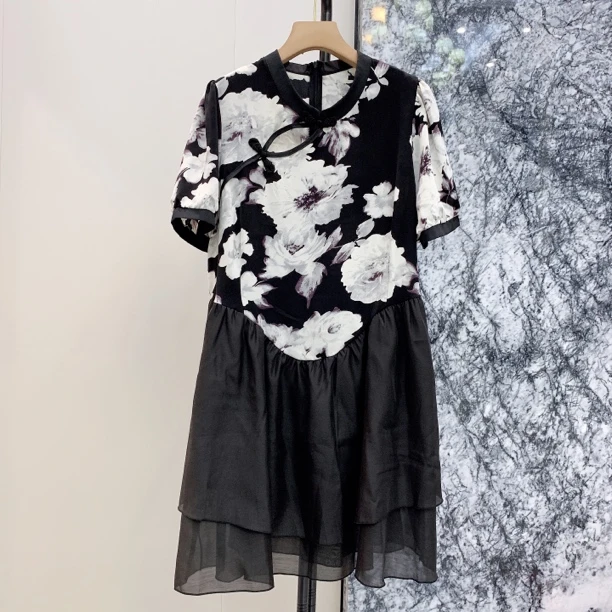 E2223大码改良旗袍连衣裙大码女装