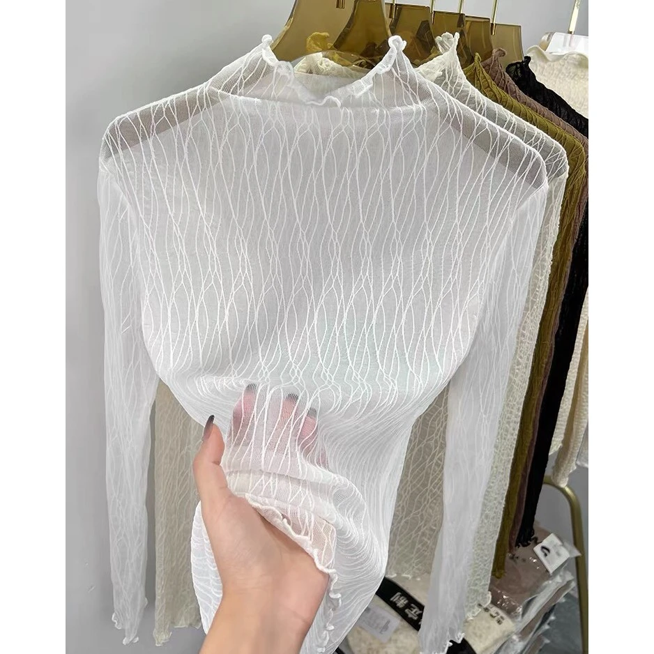 大码女装百搭大码打底衫雪纺拼接弹力88163