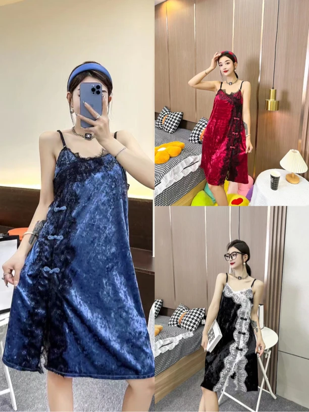 DYY2065大码丝绒睡裙