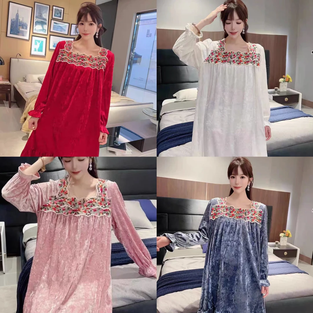 阳3109大码丝绒连衣裙睡裙(单独睡裙)大码连衣裙