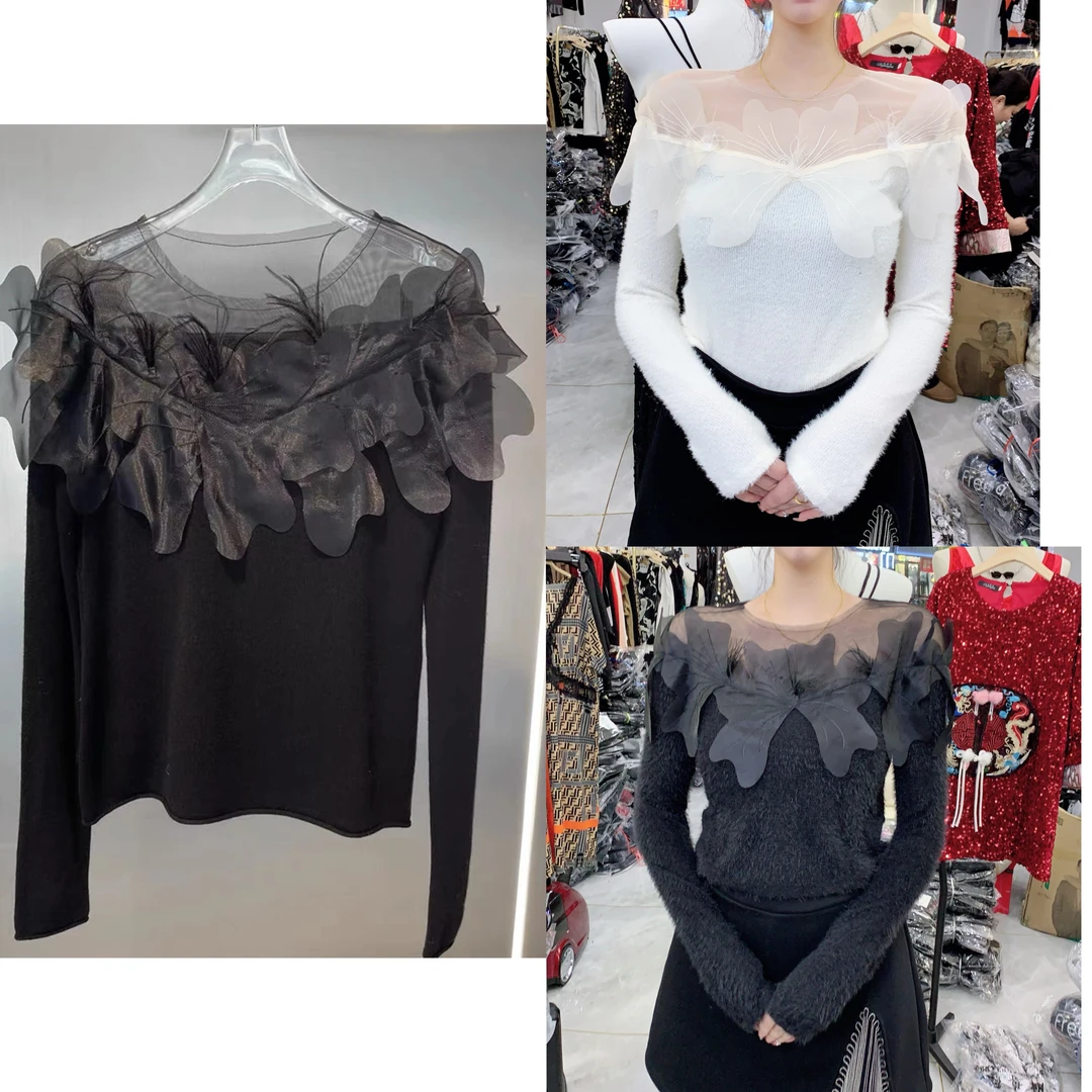 大码打底衫花朵图案