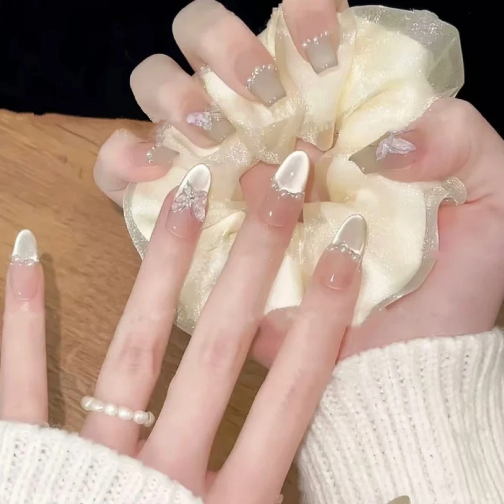 【双飞蝶】新款纯手工穿戴甲高级轻奢穿戴式美甲贴长款显白百搭美甲