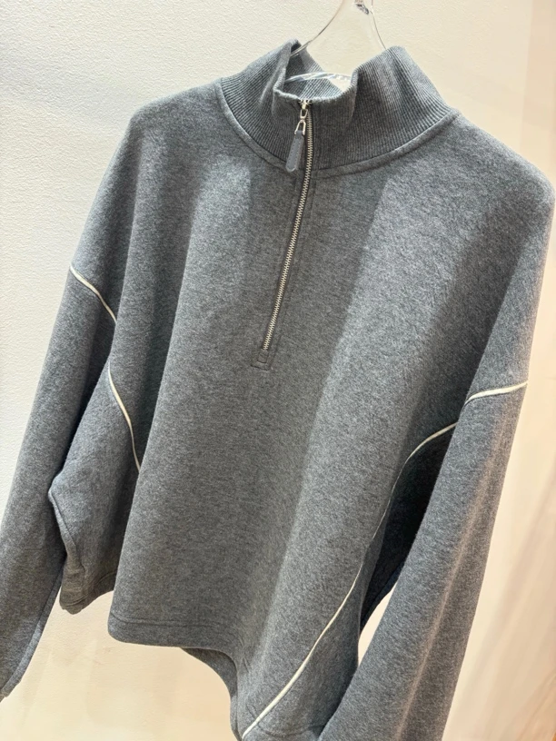 Tsuen荃壹 “简意”立领拉链卫衣松紧收腰休闲