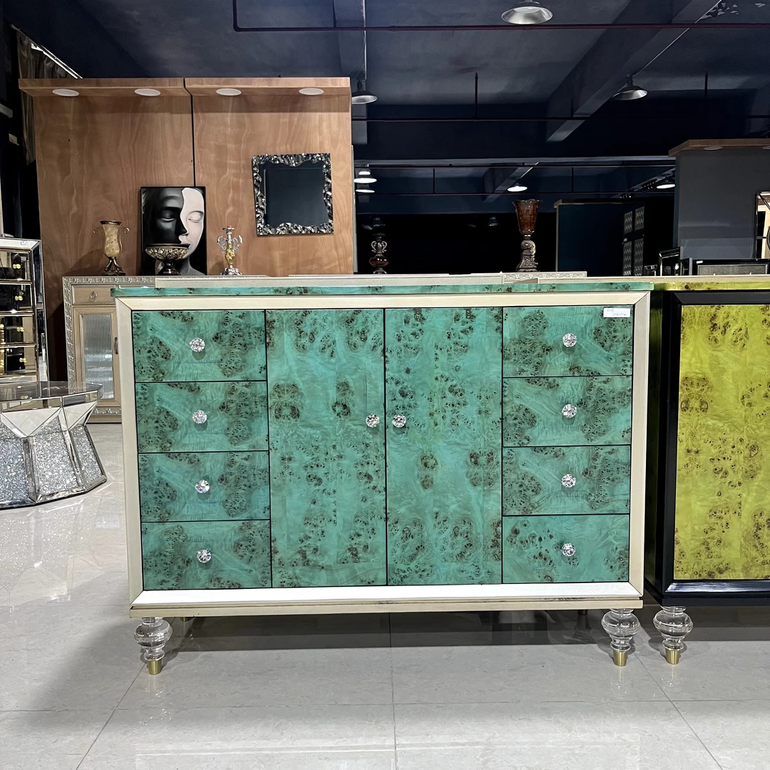 中古风八斗双门柜 122×41×91cm美式轻奢复古祖母绿玄关餐边储物一