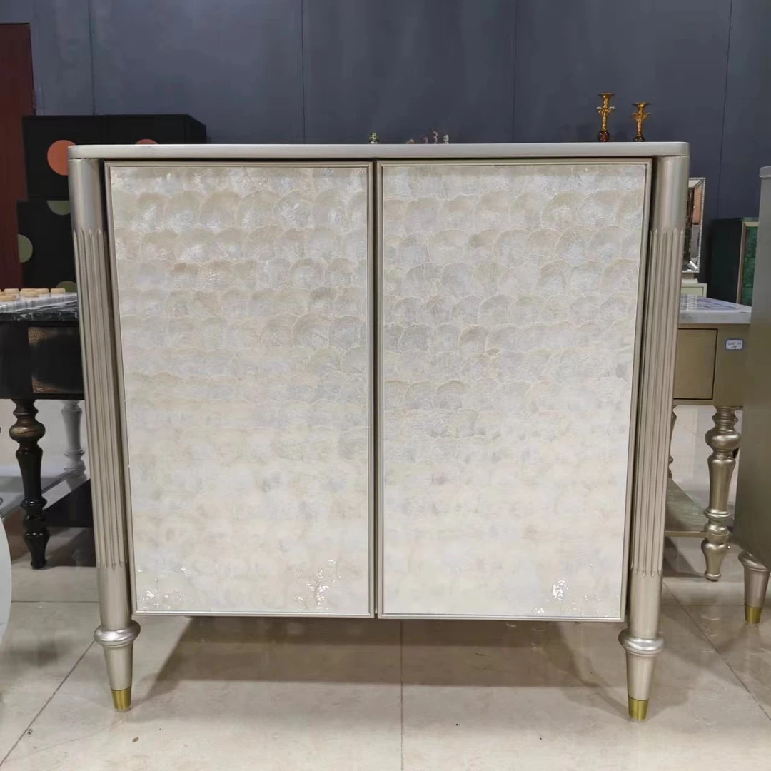 贝壳轻奢双门四门餐边柜客厅鞋柜玄关柜