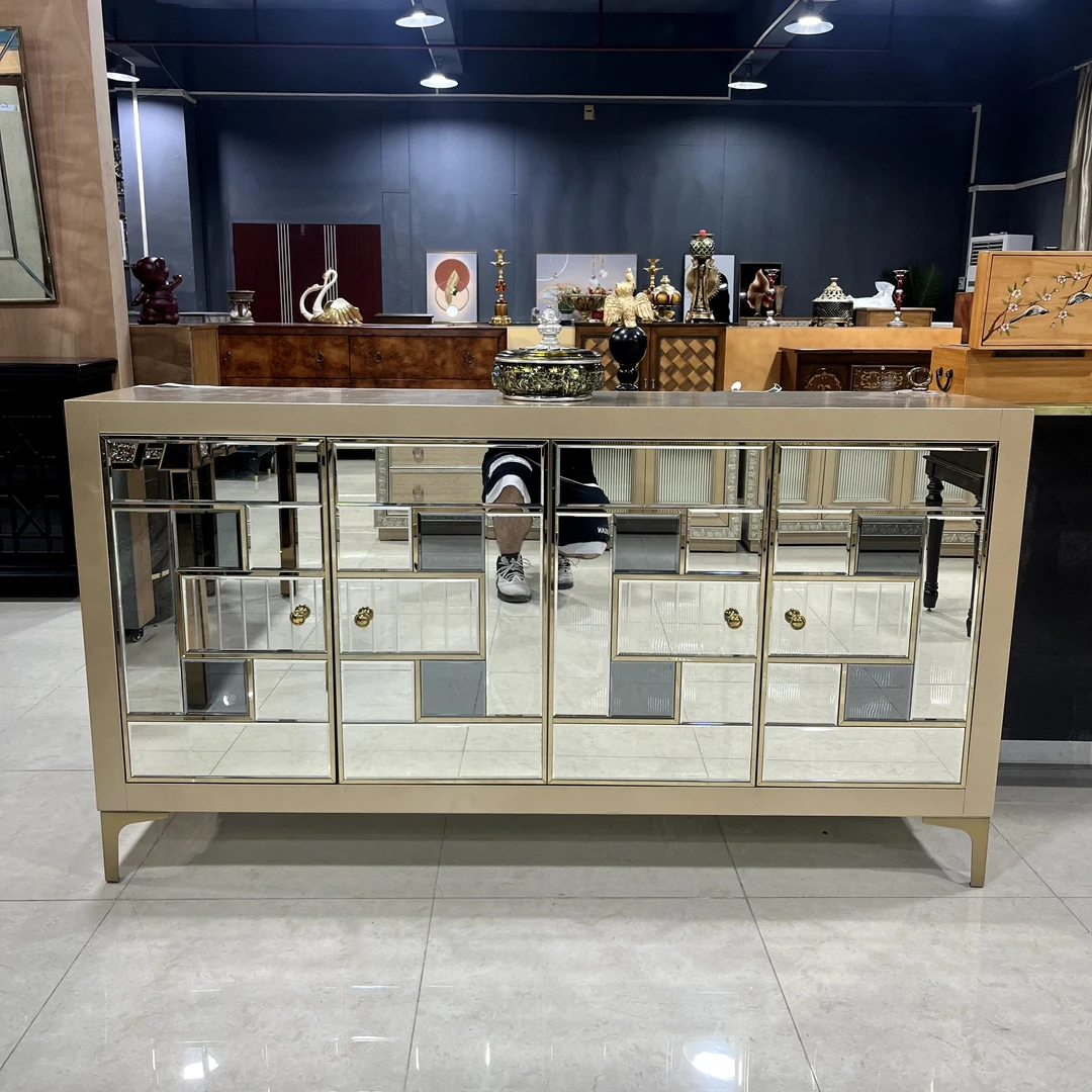 天空之镜四门柜 173×38×94cm美式镜面轻奢餐边柜鞋柜客厅家用一