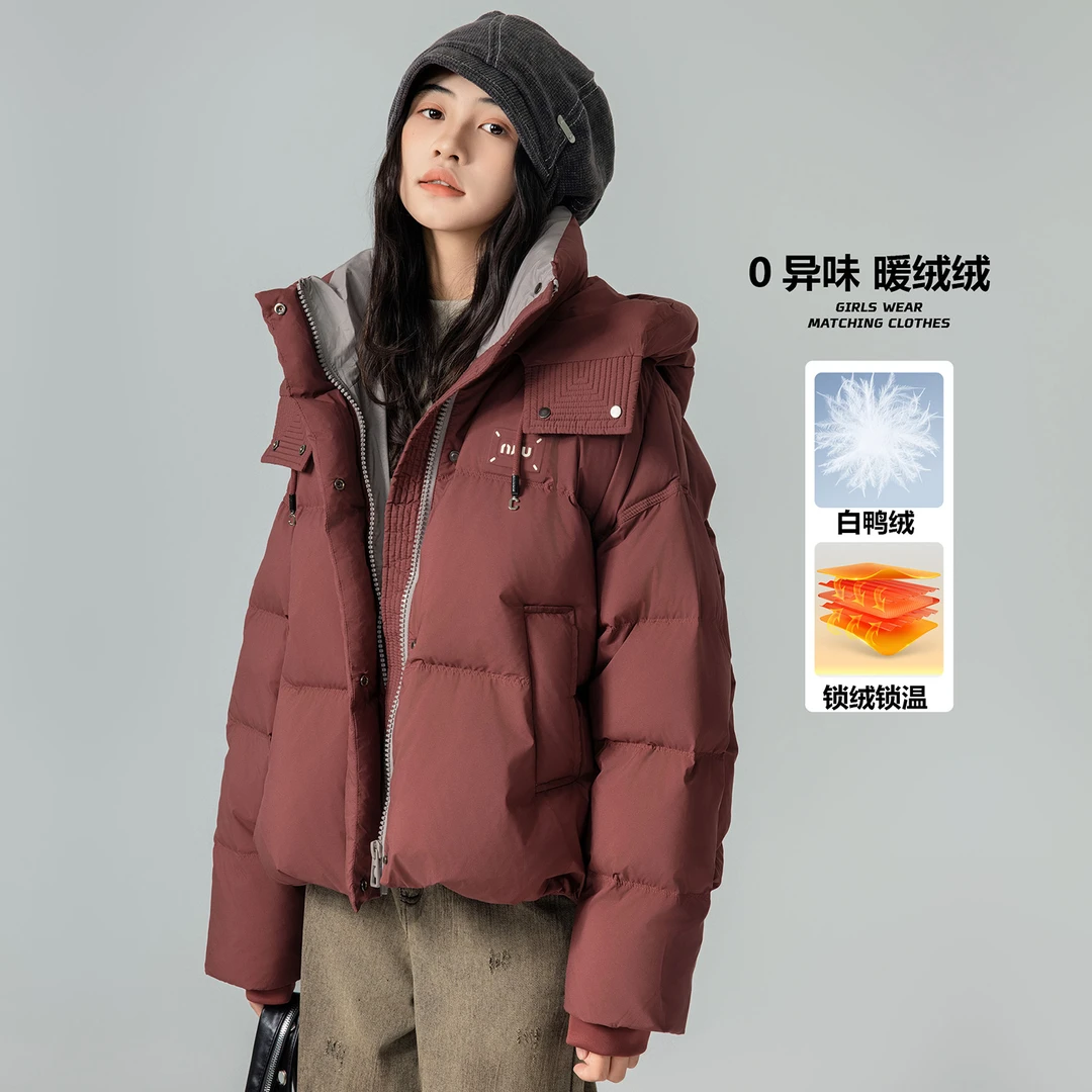 现货10395女大童羽绒服冬装2024新款初中生短款时髦加厚保暖外套