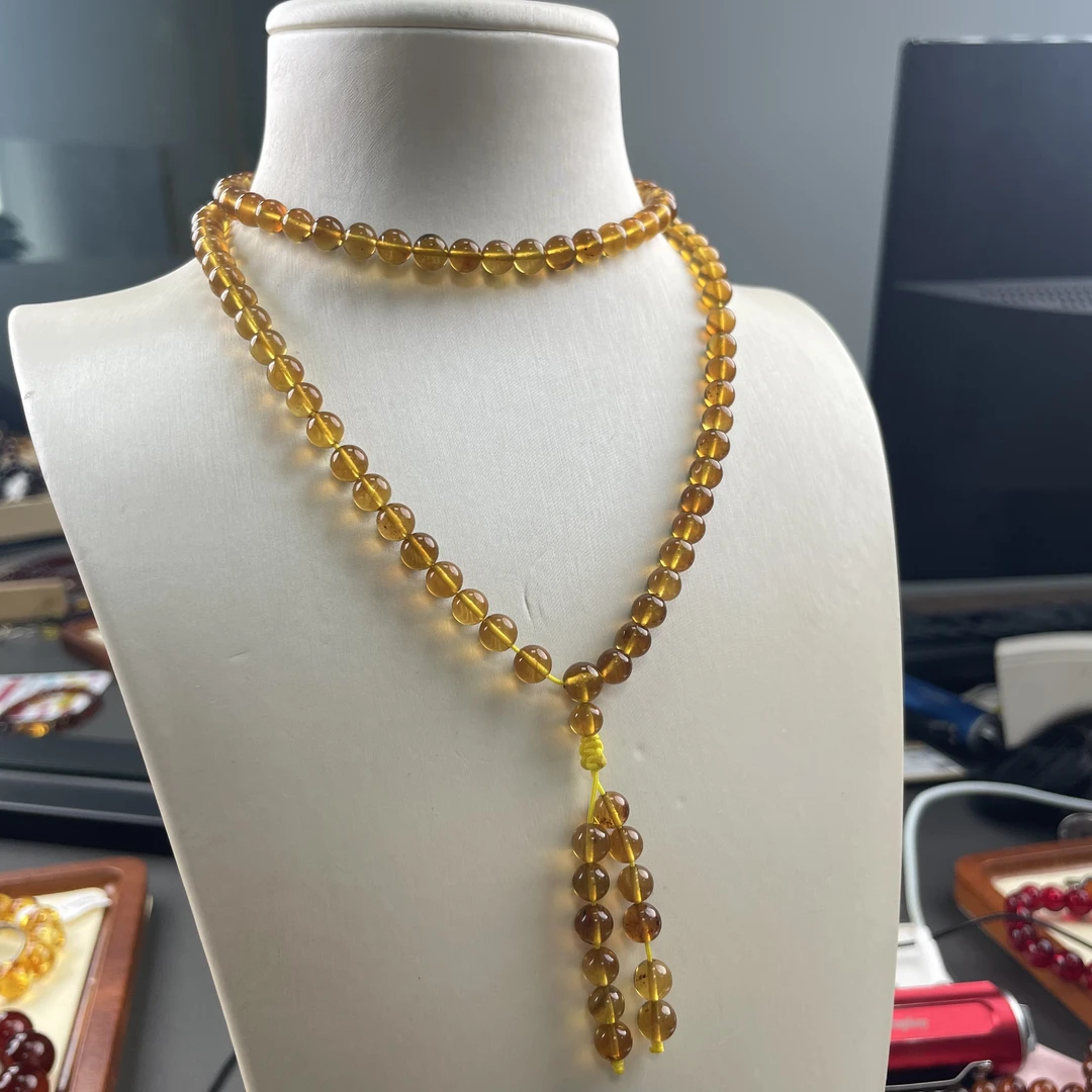 【夏歌珠宝】缅甸7+天然紫罗兰108设计款圆珠气质百搭长款民族风