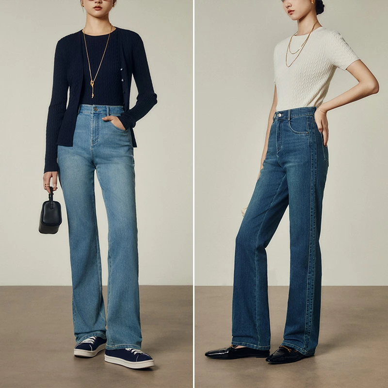 COKEYA/直腿“薯条裤”~美国進口醋酸 3片立裁窄版宽松直筒牛仔裤