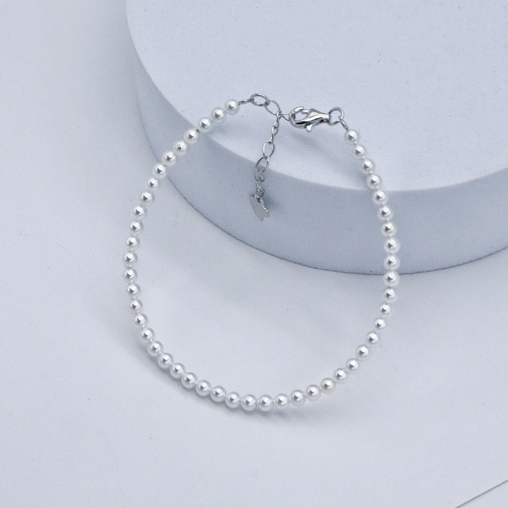 【小茶】3mm小米珠手链+925银延长尾链百搭 贝珠