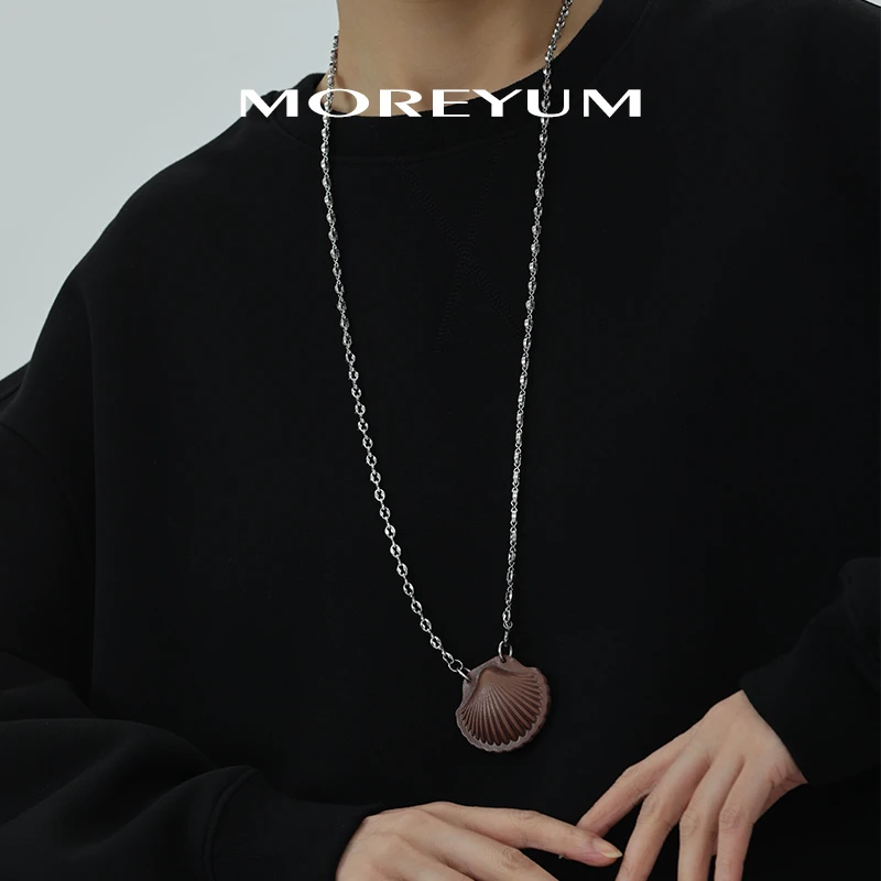 muyang/慕阳 钛钢项链 气质百搭小众简约时尚个性皮质贝壳项链