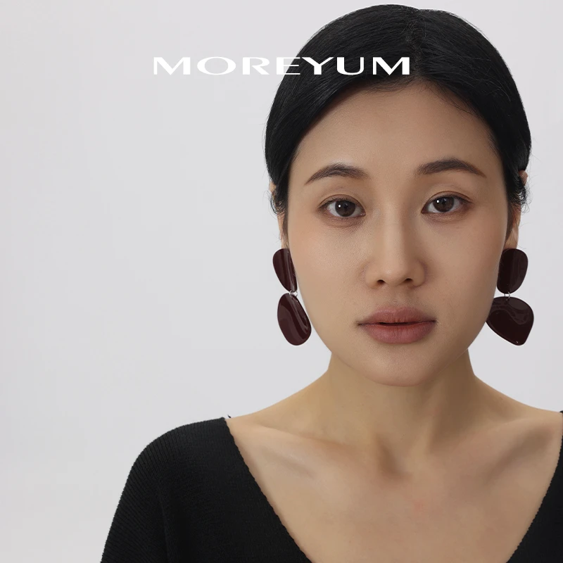 muyang/慕阳 非金属树脂耳饰 气质百搭小众法式设计几何方块耳钉