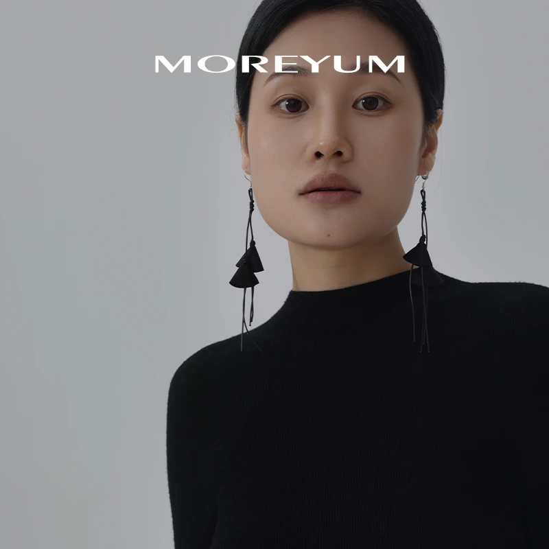 muyang/慕阳 925银耳饰 气质网红百搭复古黑色夸张裙摆耳坠