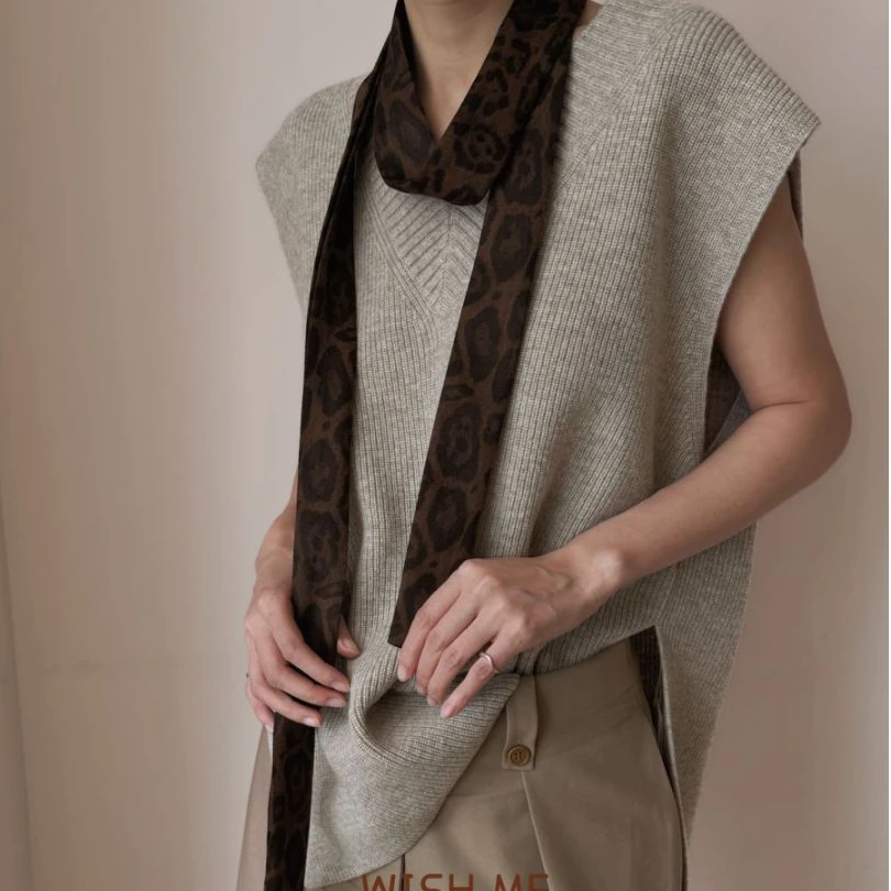 muyang/慕阳 非金属布艺项链 气质时尚百搭秋冬小众豹纹丝巾项链