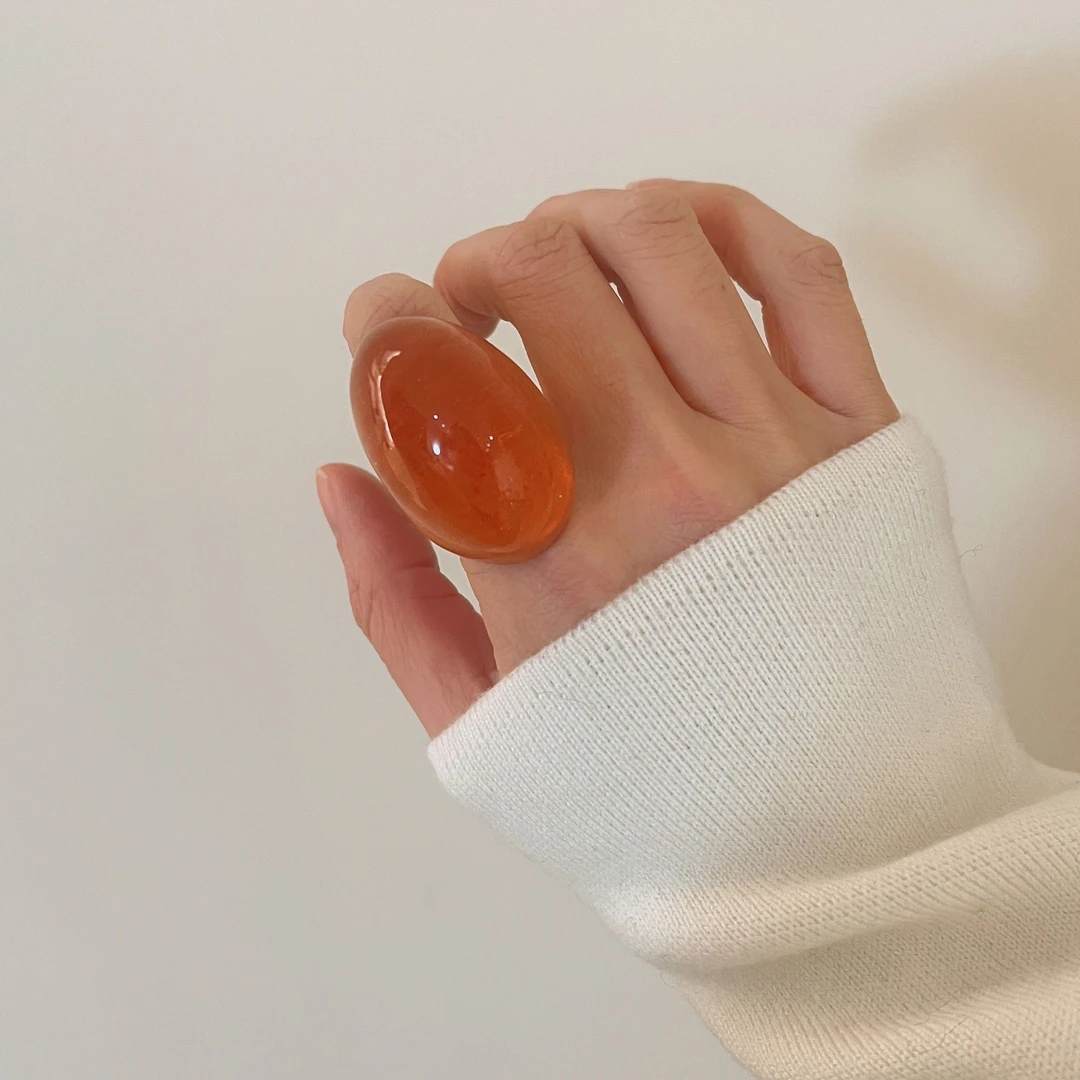 muyang/慕阳 非金属树脂戒指 焦糖色戒指女秋冬食指戒彩色高级感