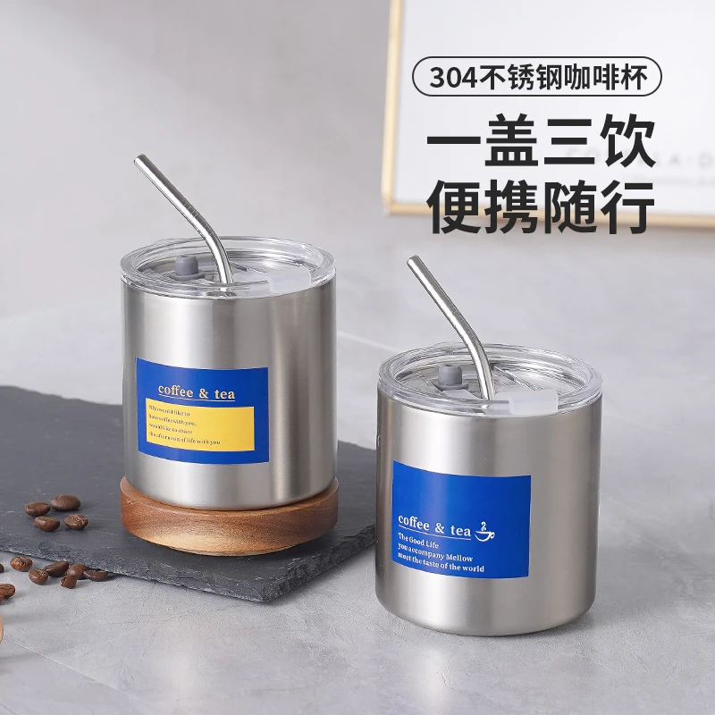 304不锈钢咖啡杯双层保温保冷牛奶杯便携式外带杯子高档随行水杯