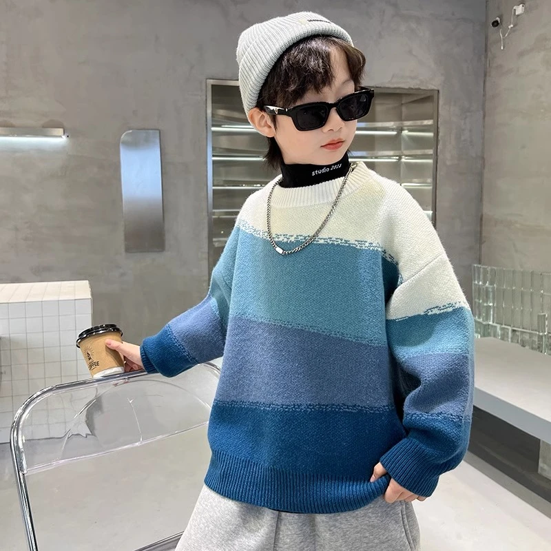 男童毛衣2023新款秋冬款男孩中大童儿童冬装加厚洋气冬季针织衫潮