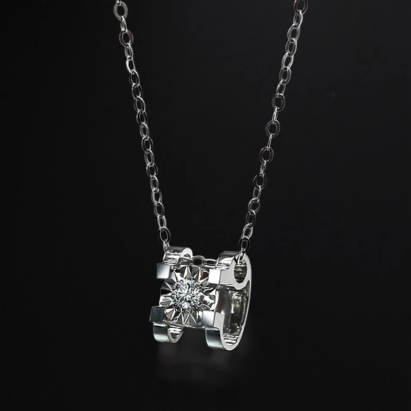 【合成/培育】牛头项链 18K金 河南培育钻石成品定制