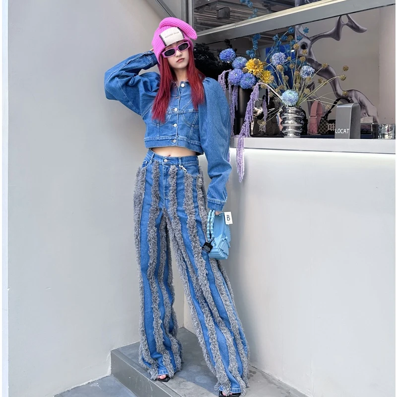 【LOCAT】Riz poli 官方正品 毛皮面宽腿牛仔裤  RIZ004