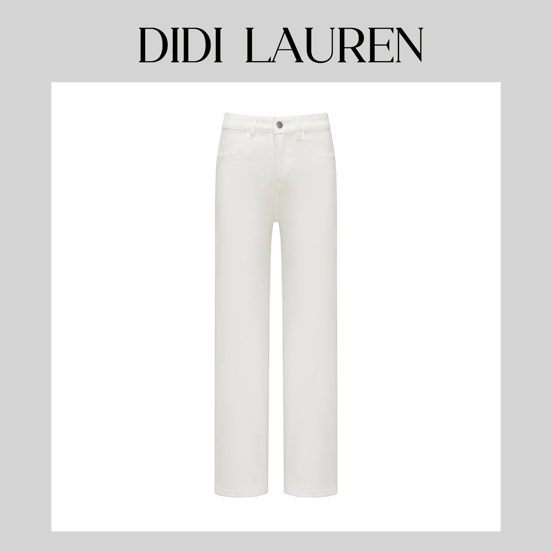 DIDI LAUREN“左岸午后”立体剪裁简约大气白色休闲阔腿裤
