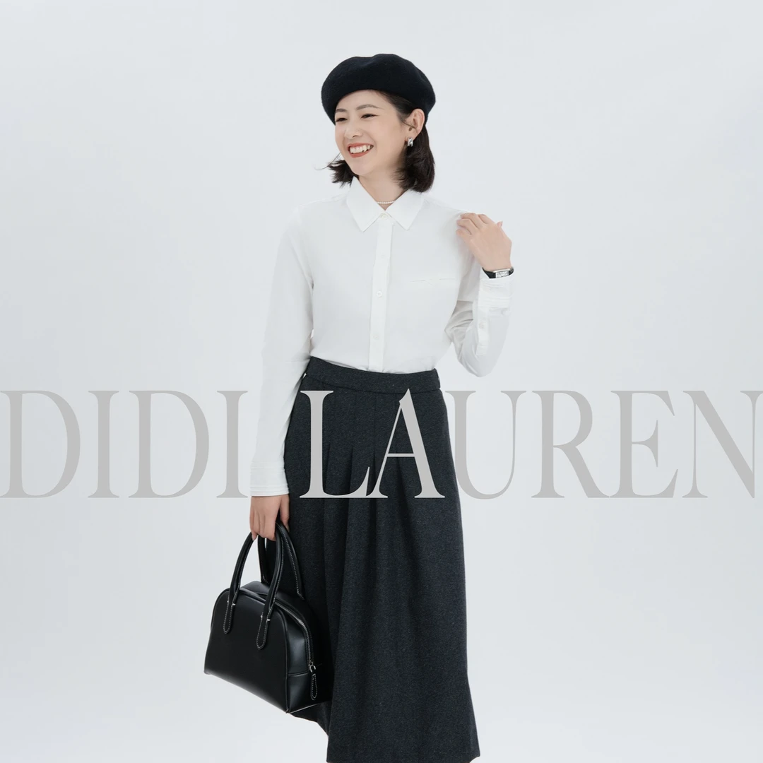 DIDI LAUREN“格雷高知”复古优雅氛围感灰色羊毛半裙