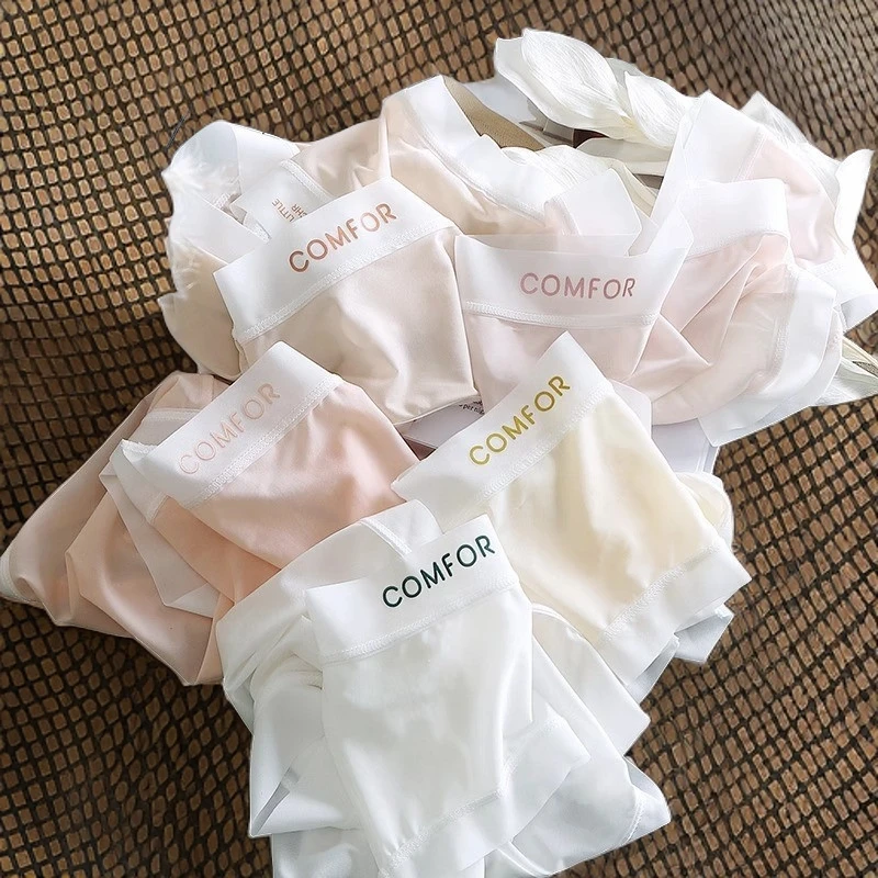 裸感冰丝内裤夏季薄款裸感湿滑无痕面料冰丝感面膜裤透气女生内裤