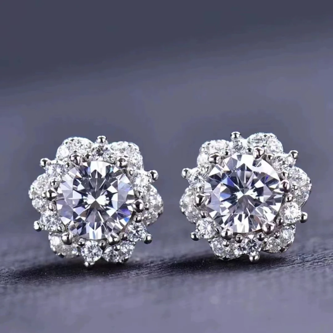 925银莫桑石银制品 【爱莎公主】气质百搭结婚女士合成碳硅石耳钉