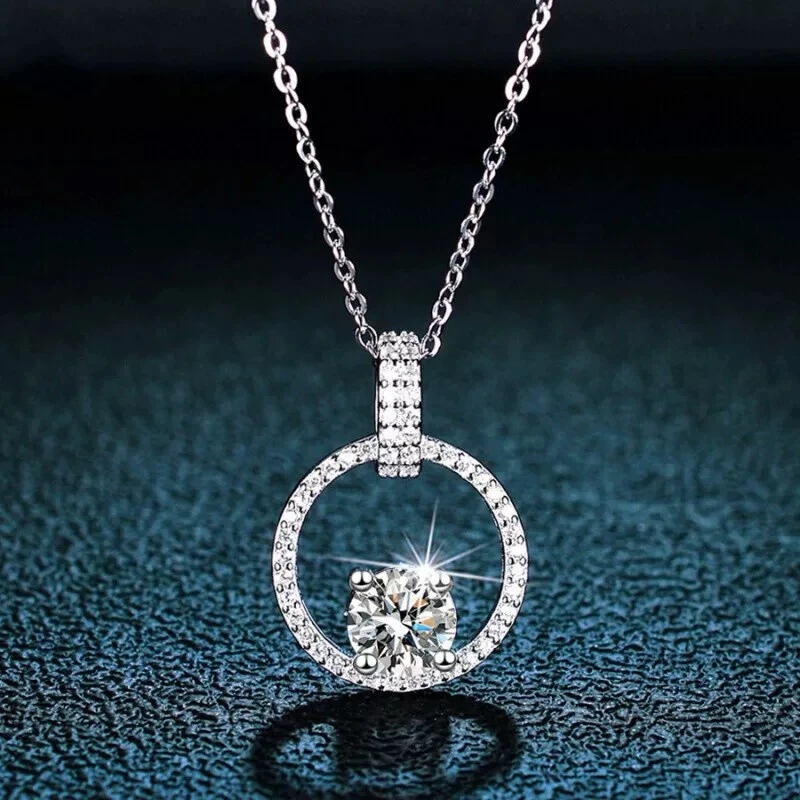 925银莫桑石银制品 【心中有你】小众气质项链吊坠合成碳硅石坠链