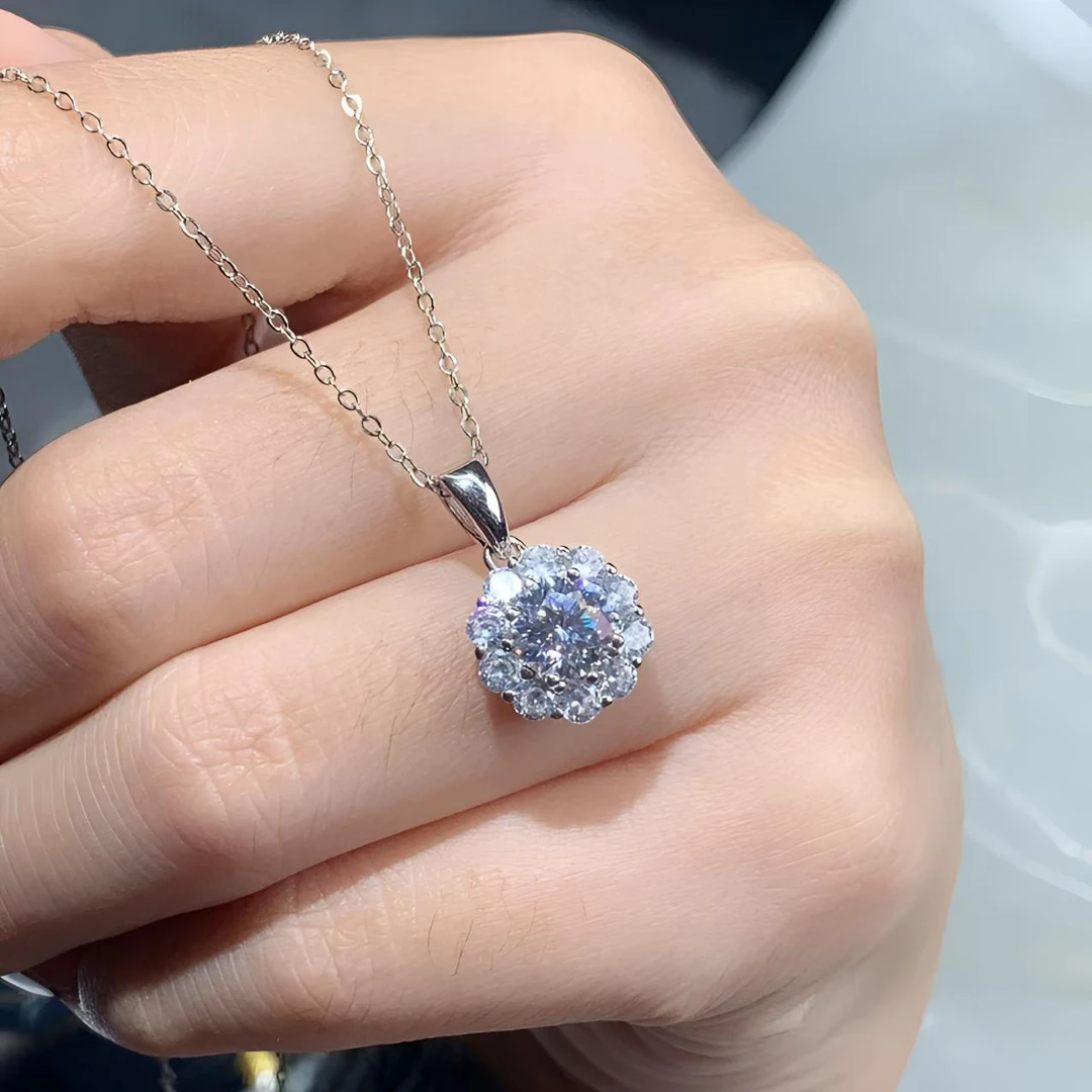 925银莫桑石银制品 【冰冰同款】气质轻奢坠链纯银合成碳硅石吊坠