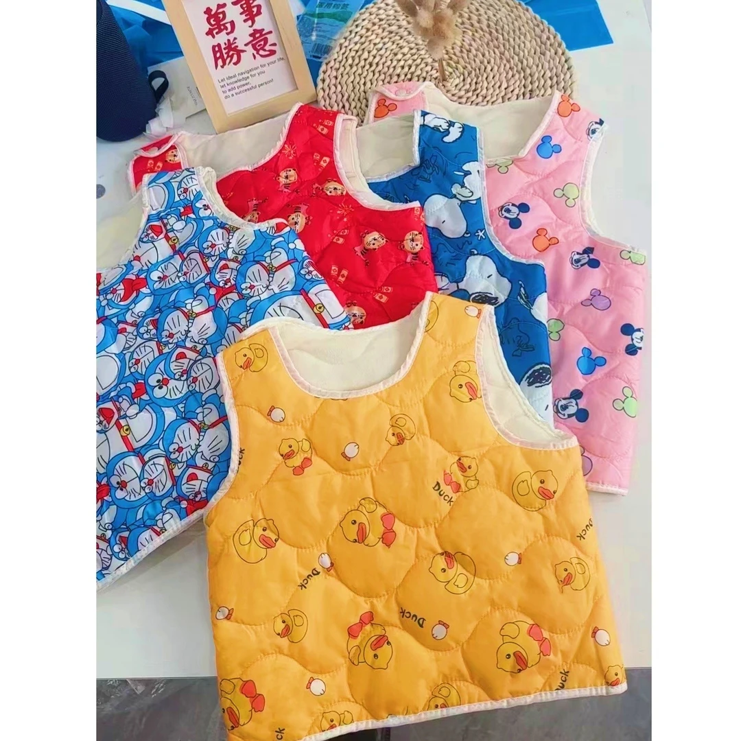 可爱儿童冬款加绒卡通马甲轻薄防寒婴儿保暖秋冬马夹