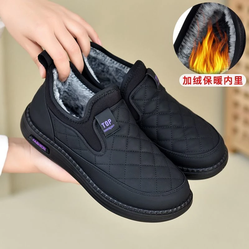 冬季加绒保暖妈妈鞋防水防寒中老年二棉鞋防滑老北京奶奶休闲棉鞋
