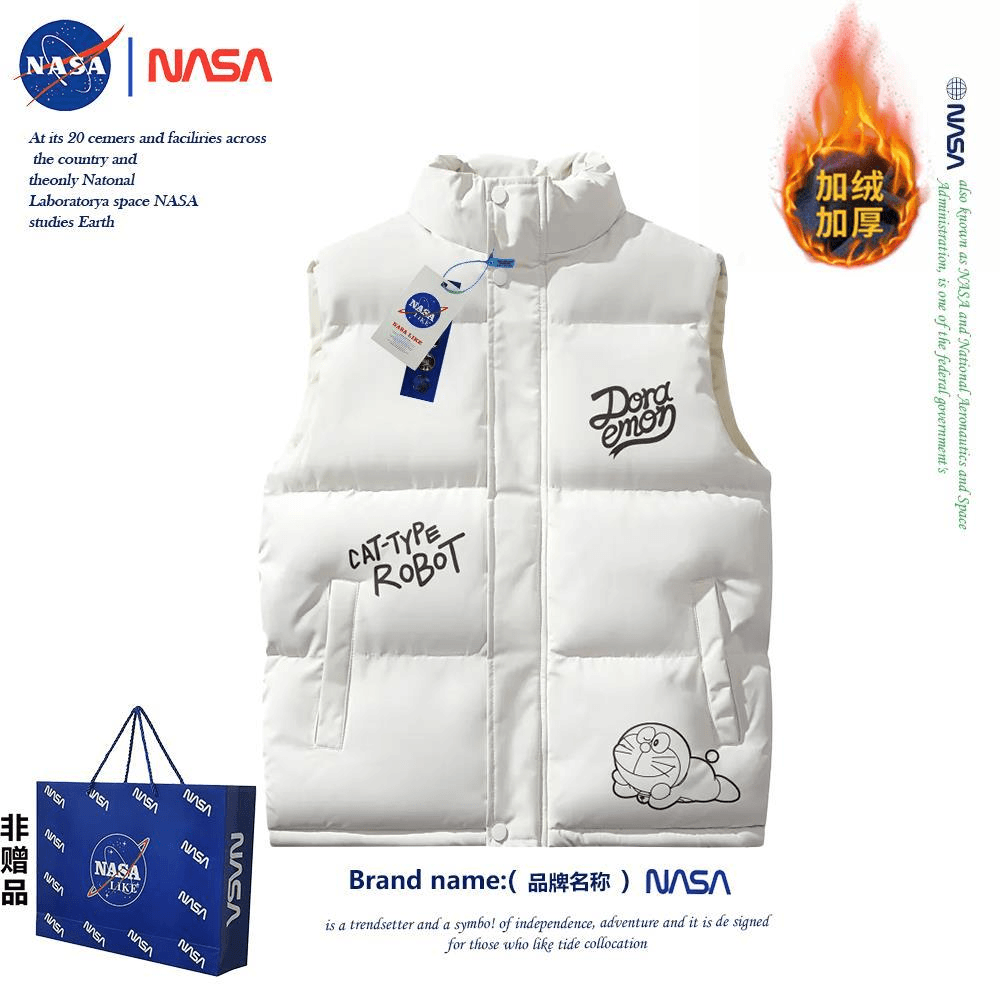 NASA联名韩系高级感冬外搭坎肩无袖马甲外套男女宽松百搭休闲马夹