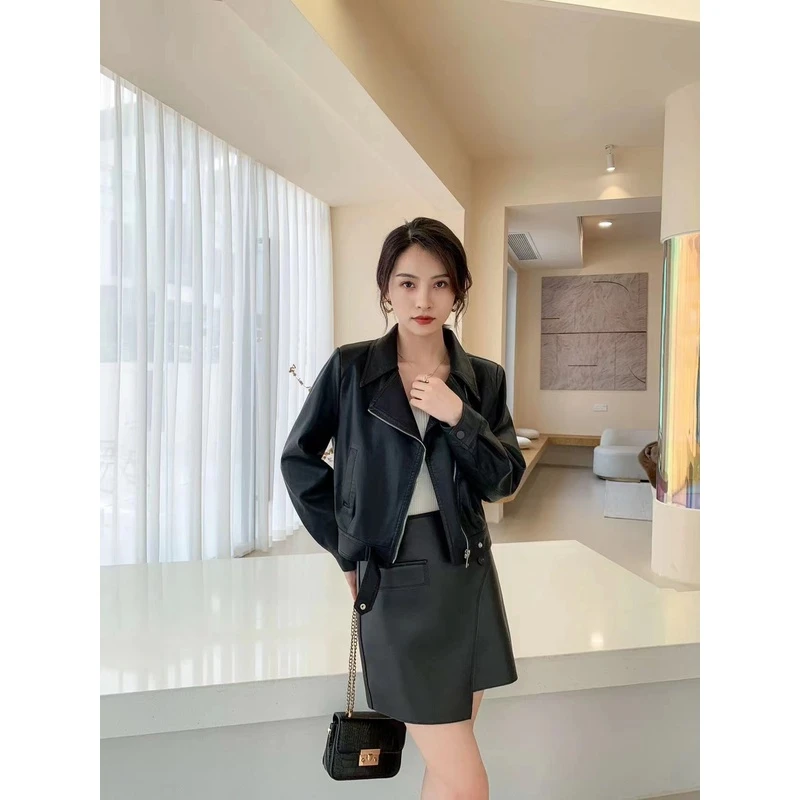 2024秋冬新款高级轻奢设计款显瘦海宁绵阳水洗皮皮衣女外套#008