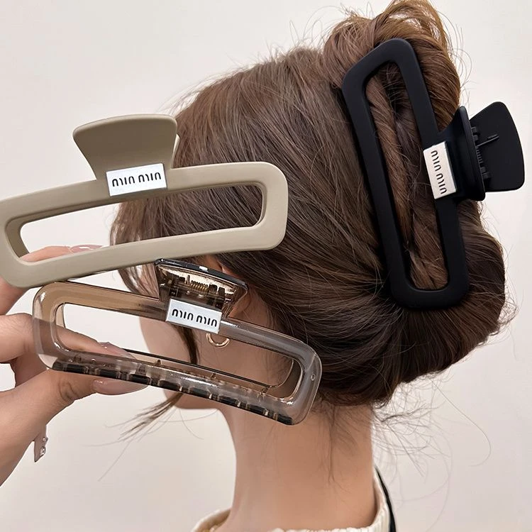 秋冬字母磨砂发夹女发量多大号鲨鱼夹子发卡后脑勺盘发抓夹头饰女